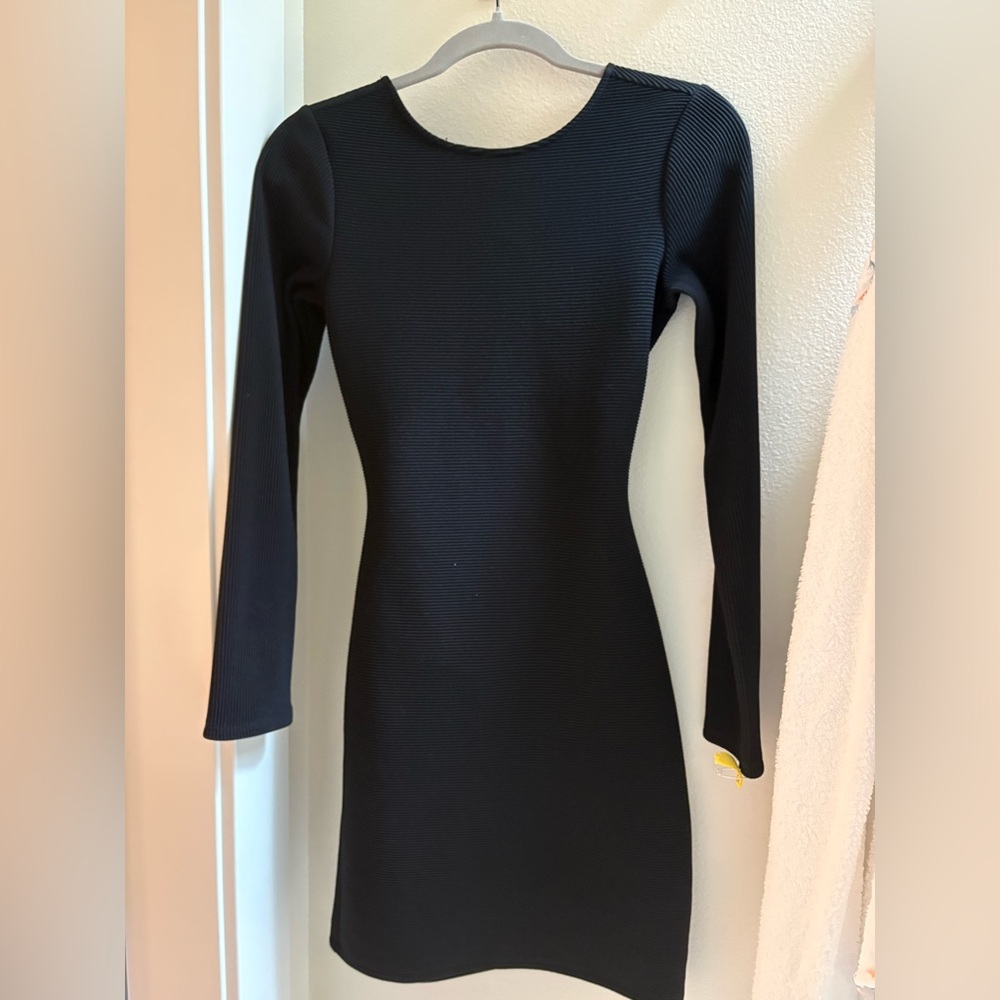 Express back tie Black Long Sleeve Dress